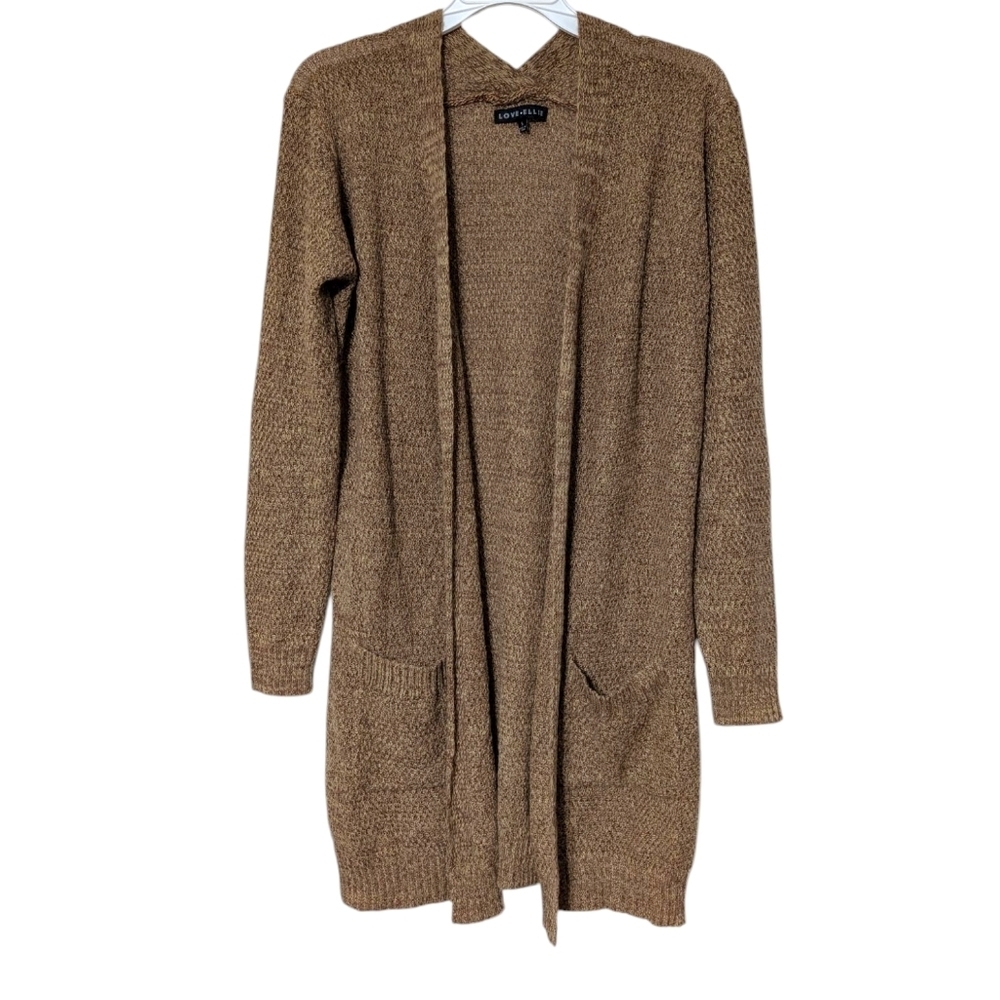 Love Ellie Light Brown Open-Front Cardigan Sweater With‎ Pockets Size Small NWOT